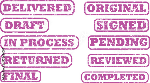 Various document status labels displayed in a comparative layout