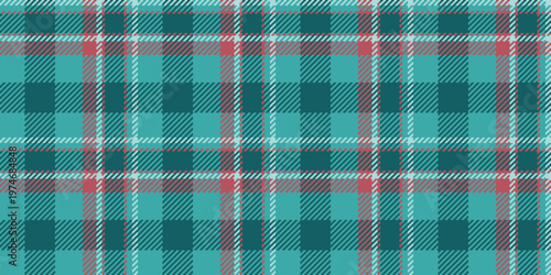 Teenager check tartan seamless, advertisement pattern texture background. Difficult textile plaid vector fabric in soft teal and cyan colors.