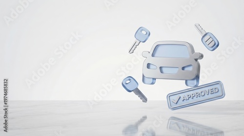 Miniature car with financial charts and money coins for vehicle investment and auto loan concept