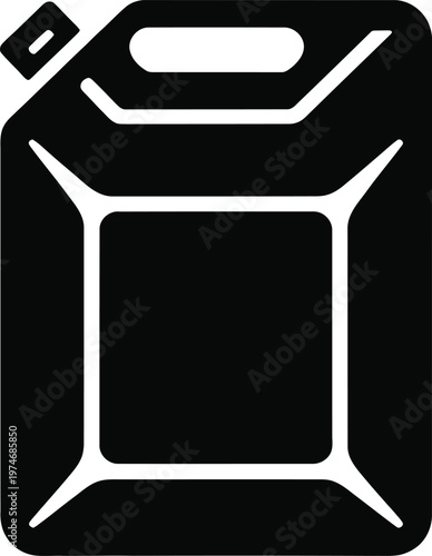 Black silhouette of a jerrycan with a handle on white background fuel can gas can