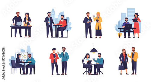 Diverse Business Team Collaborating in Modern Office Settings