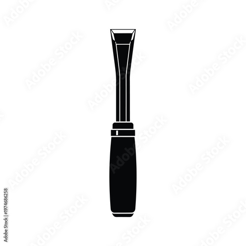 Silhouette of a screwdriver with a black handle and blade