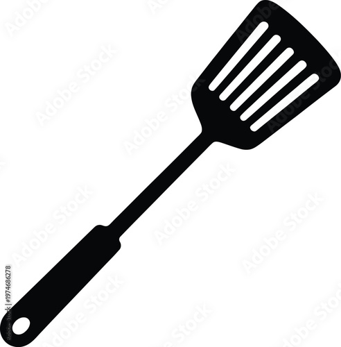 Black Silhouette Of A Slotted Spatula Kitchen Utensil cooking baking