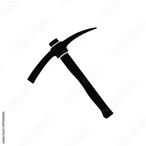 Black pickaxe silhouette isolated on white background
