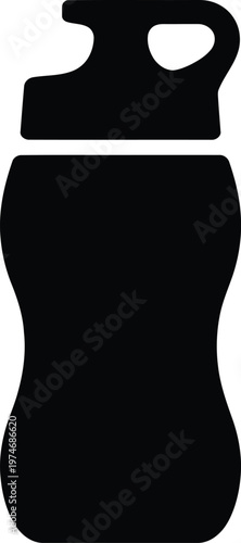 Black Silhouette of a Water Bottle with a Sport Cap drink hydration