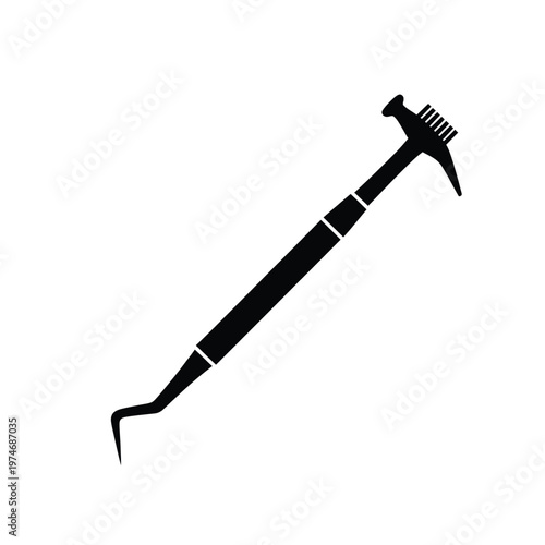 Black tactical breaching tool with hook and spike ends