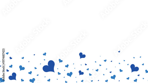 Happy Fathers Day blue hearts border background, falling hearts love greeting design vector