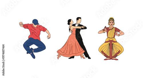 People dancing in various styles together.