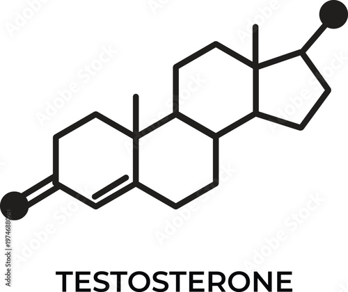 Testosterone Chemical Formula and Molecular Structure Black Minimalist Hormone Vector Illustration for Medical and Scientific Research