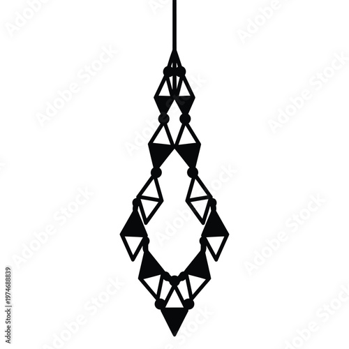 Black geometric hanging pendant light with diamond shapes