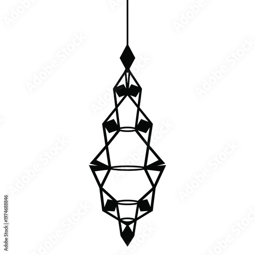 Black geometric pendant light with diamond shape