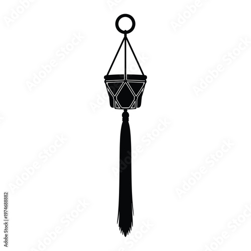 Quadro em tela Black hanging lantern with geometric pattern and long tassel
