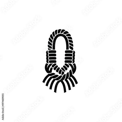 Black and white rope tied into a knot with a loop