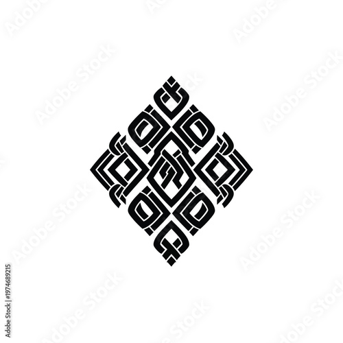 Black and white abstract geometric pattern diamond shape