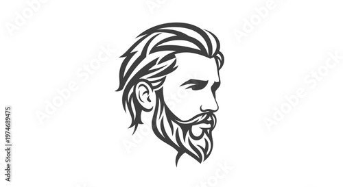 Stylish male head profile with beard and modern haircut
