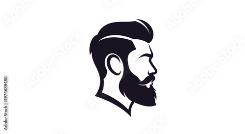 Stylish bearded man head profile silhouette illustration