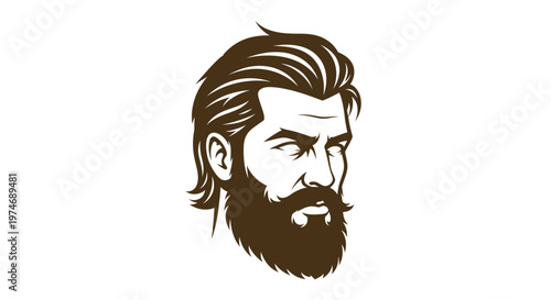 Stylish man head with beard and mustache vector illustration