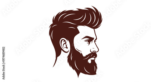 Stylish bearded man profile with modern haircut illustration