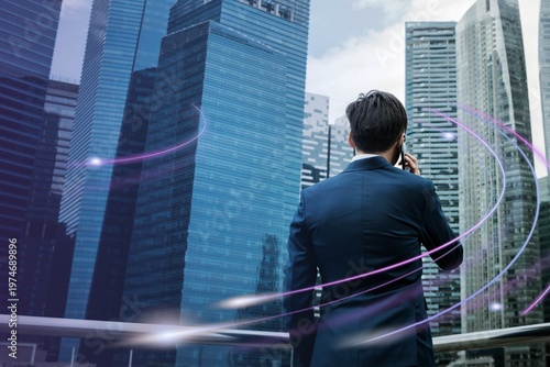 Asian businessman in a city