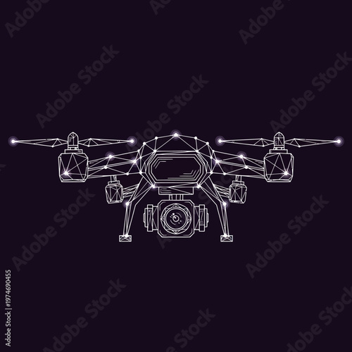Drone with camera and propellers.