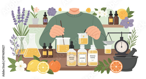 Person making homemade natural skincare products.