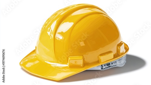 Bright yellow construction hard hat with a reflective band, ready for site work.