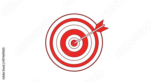 Red target with arrow hitting bullseye.