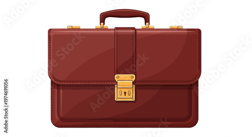 Brown Leather Business Briefcase Handbag.