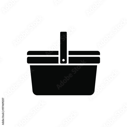 Black silhouette of a picnic basket with handle 3