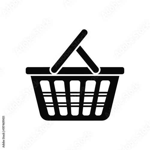Black silhouette of a shopping basket with handle 3