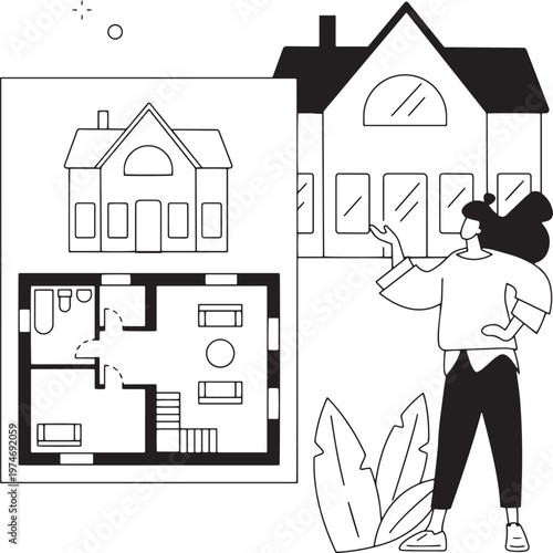 drawing of a house on the floor