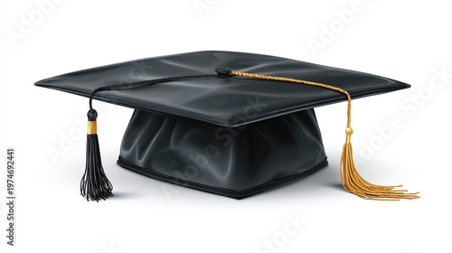 Black graduation cap with gold tassel