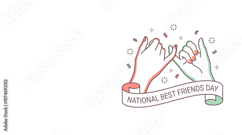 Pinky Promise Friends Hands Confetti Ribbon Banner