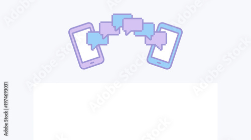 Two phones sending messages back and forth, representing connection and conversation