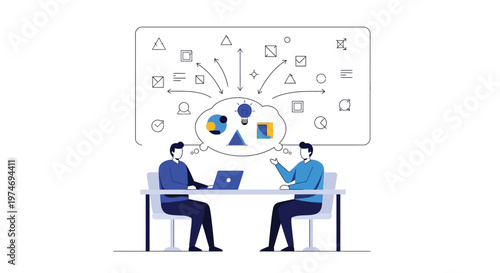 Two businessmen collaborating on a business strategy.