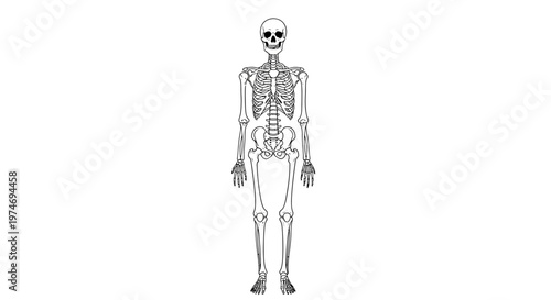 Human Skeleton Standing Upright Full Body.