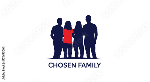 Chosen family diverse group silhouettes standing together concept logo