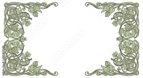 Elegant vintage Art Nouveau corner frames with leaves