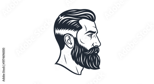Man's head profile with stylish beard and classic haircut illustration