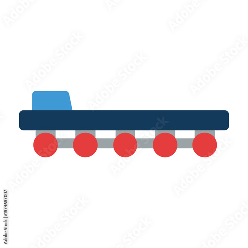 Simple illustration of a conveyor belt with red rollers.