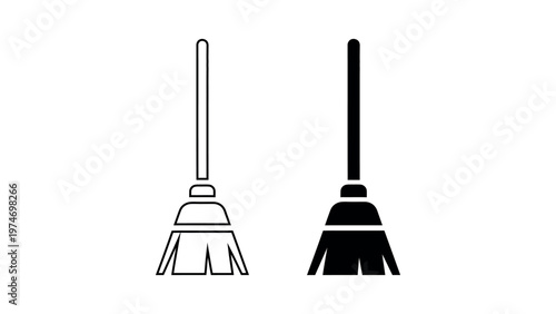 Broom cleaning tool icon sweep house clean