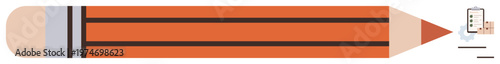 Free Download Education, writing tools, creativity, learning processes, documentation, office supplies. Image shows an orange pencil with stripes and a clipboard icon. Education and writing tools concept - GFXLoad