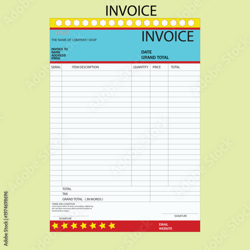 A simple modern editable invoice design template