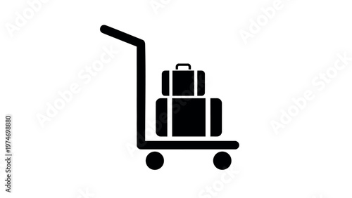 Luggage trolley airport baggage cart icon