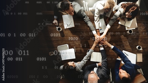 Картината върху платно Business people are joining hands together