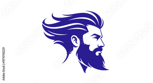 Hipster man head profile with beard and stylish hair