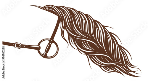 Horse mane and bridle with bit illustration