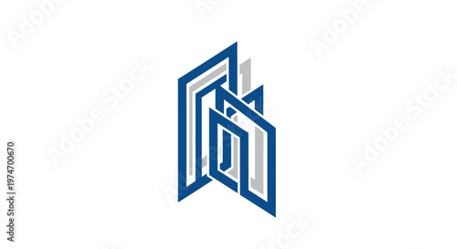 Modern blue geometric architectural building logo icon