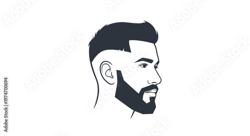 Modern man head profile with fade haircut and beard