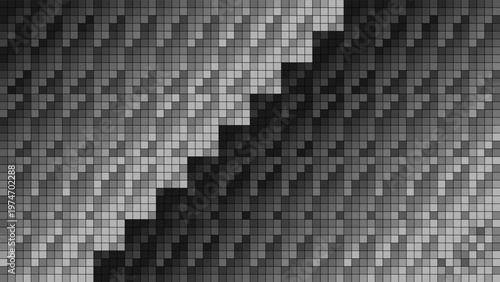 Abstract Grayscale Mesh Geometric Square Blocks Vector Mosaic Background
